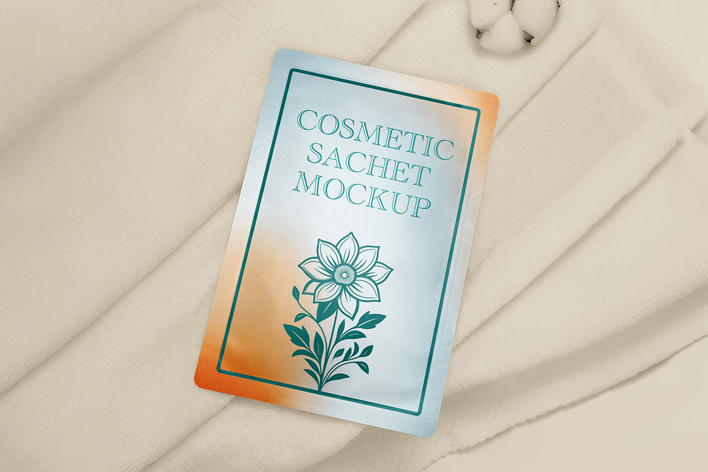 Free Lying Cosmetic Sachet Mockup PSD Template