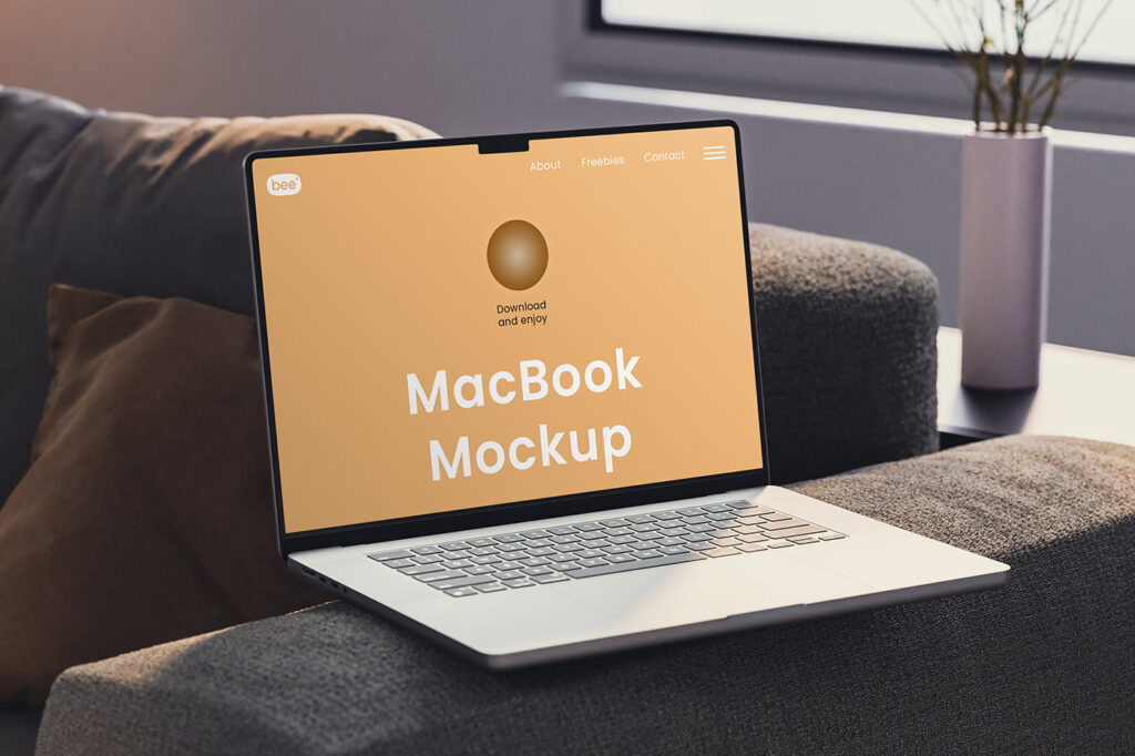 MacBook Laptop Mockup in Perspective Scene