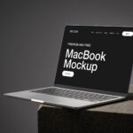 MacBook on Concrete Cube Mockup