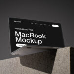 MacBook on Concrete Cube Mockup