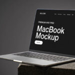 MacBook on Concrete Cube Mockup
