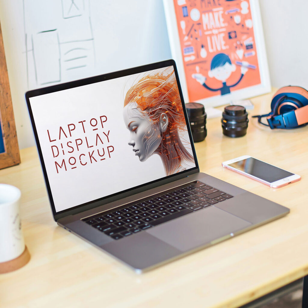 MacBook on Desk Mockup