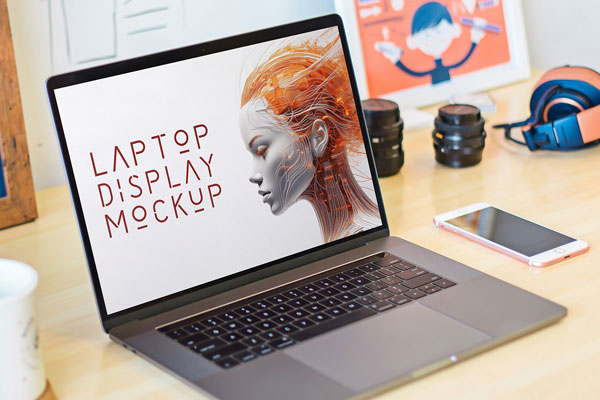 MacBook on Desk Mockup