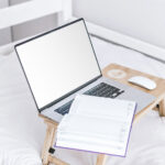 MacBook on Stand Mockup