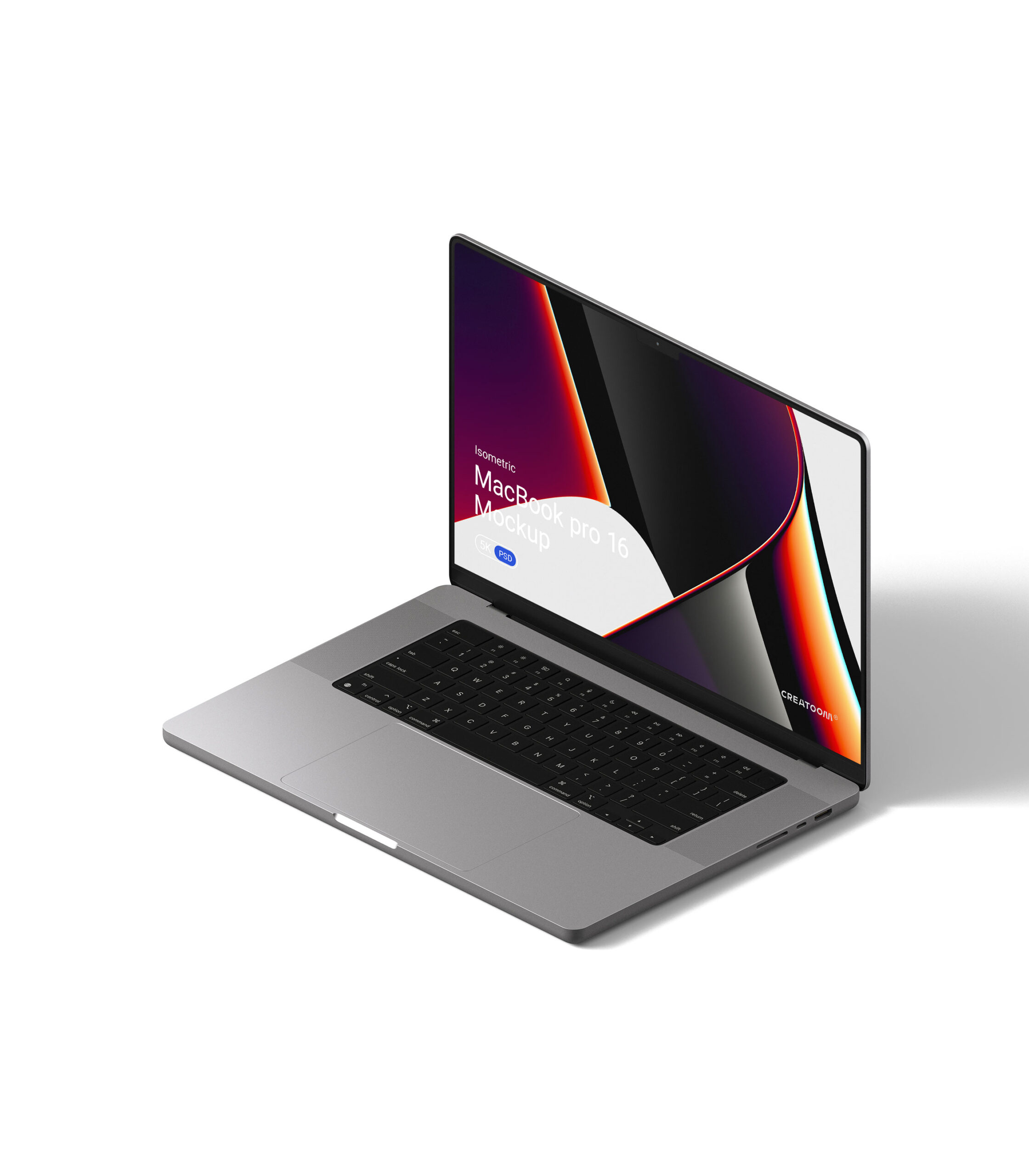 Free MacBook Pro 16 Mockup in Perspective Sight PSD Template
