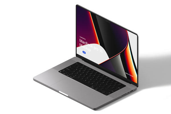 MacBook Pro 16 Mockup in Perspective Sight