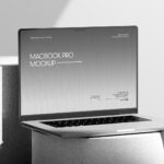 MacBook Pro Mockup on Round Podium