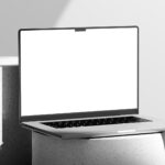MacBook Pro Mockup on Round Podium