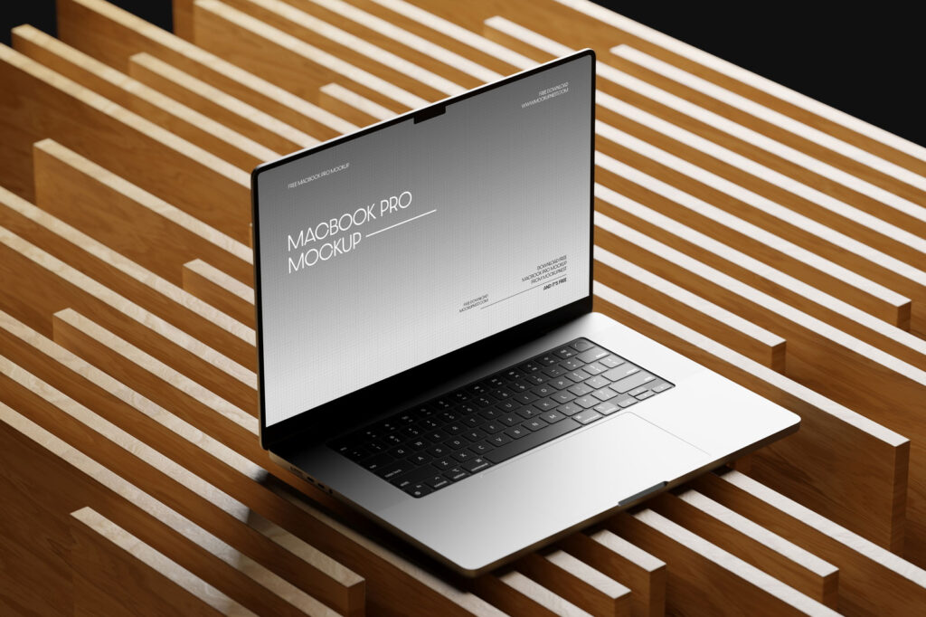 MacBook Pro Mockup on Wood