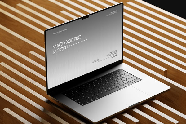 MacBook Pro Mockup on Wood