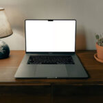 MacBook Pro on the Wooden Dresser Mockup