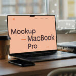 MacBook Pro on Writing Desk Mockup