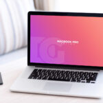 MacBook Pro with Retina Display Opened in Perspective View Mockup