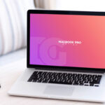 MacBook Pro with Retina Display Opened in Perspective View Mockup
