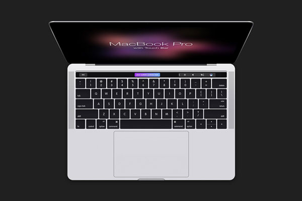 MacBook Pro with Touch Bar Mockup From Top View