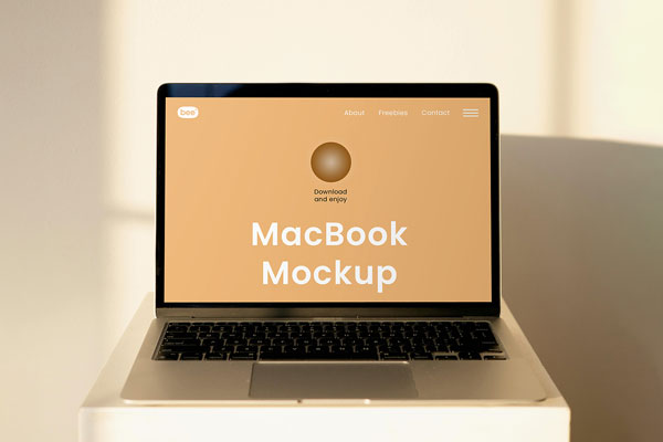 MacBook Screen on Coffee Table Mockup