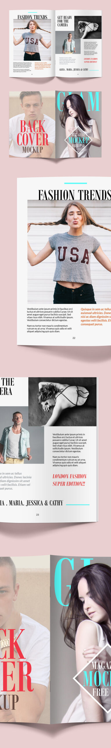Magazine Cover And Inner Pages Mockup Template FREE PSD