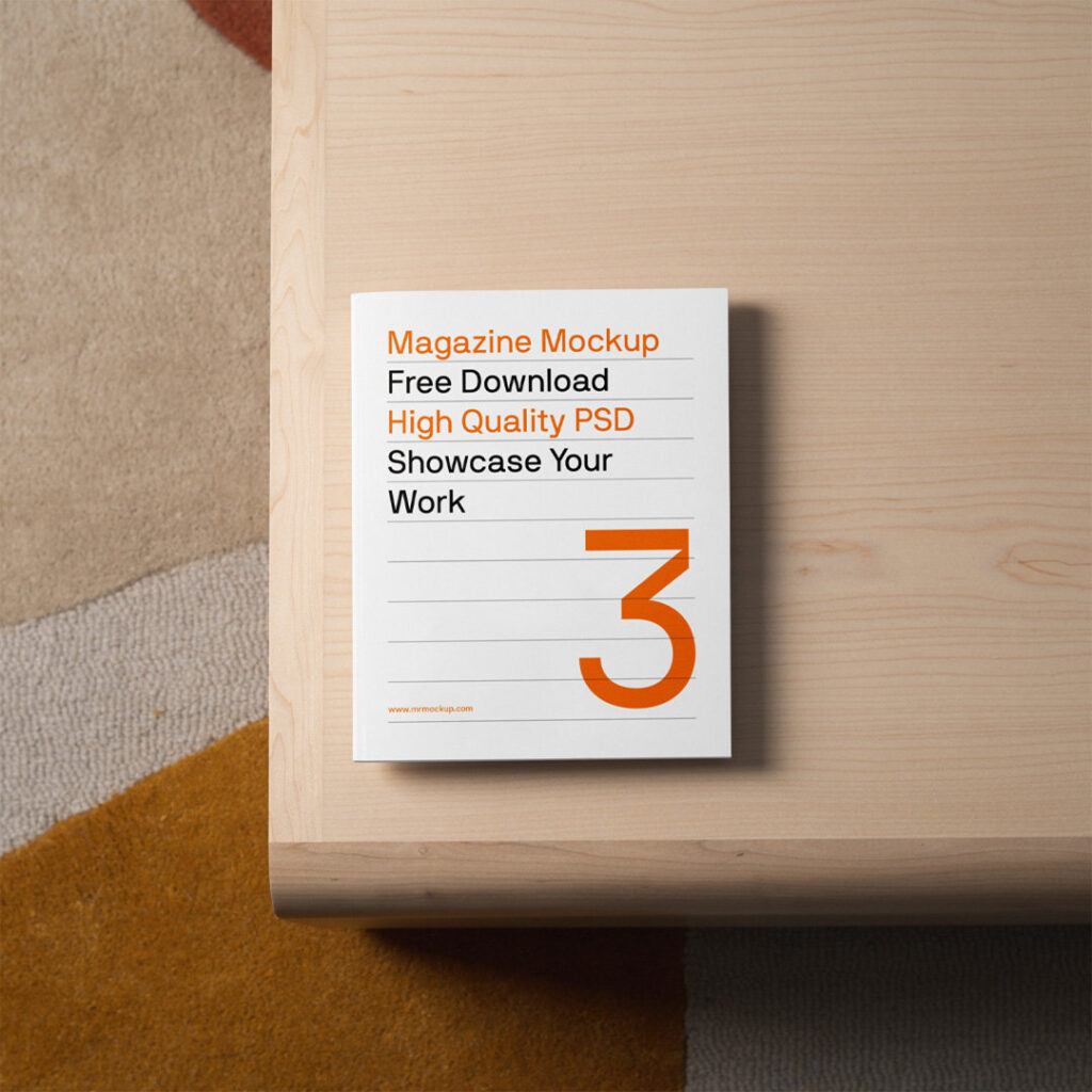 Magazine Mockup on Table in Facing View