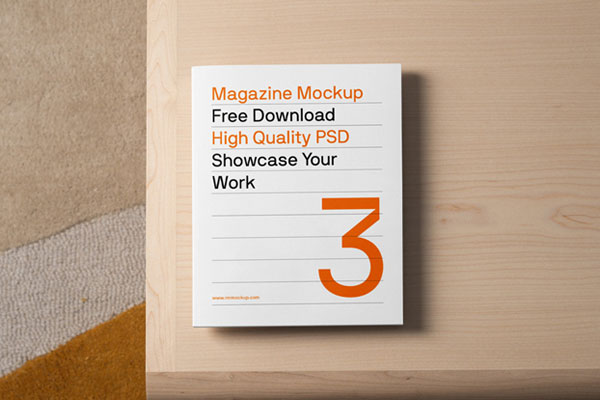 Magazine Mockup on Table in Facing View