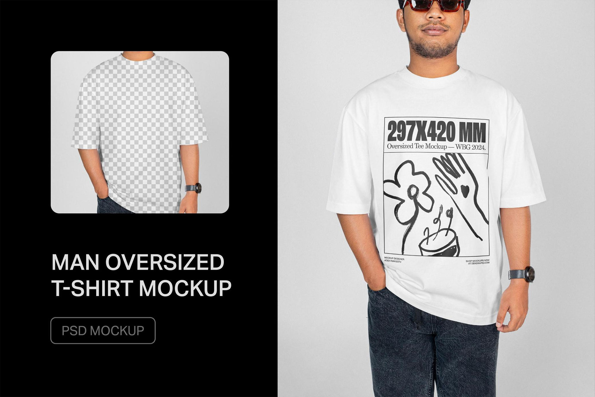 Free Man Oversized T-shirt Mockup Front View PSD Template