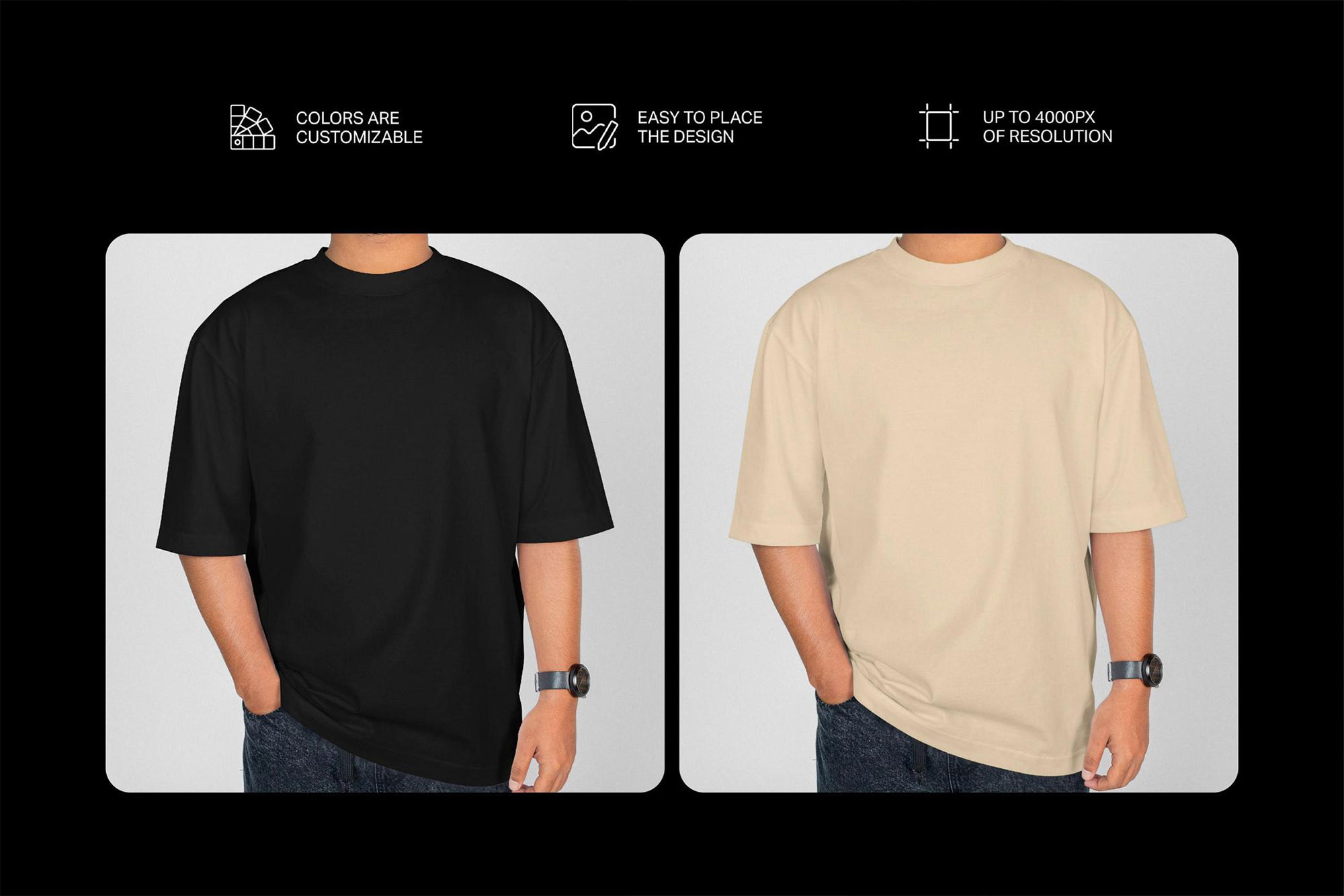 Free Man Oversized T-shirt Mockup Front View PSD Template