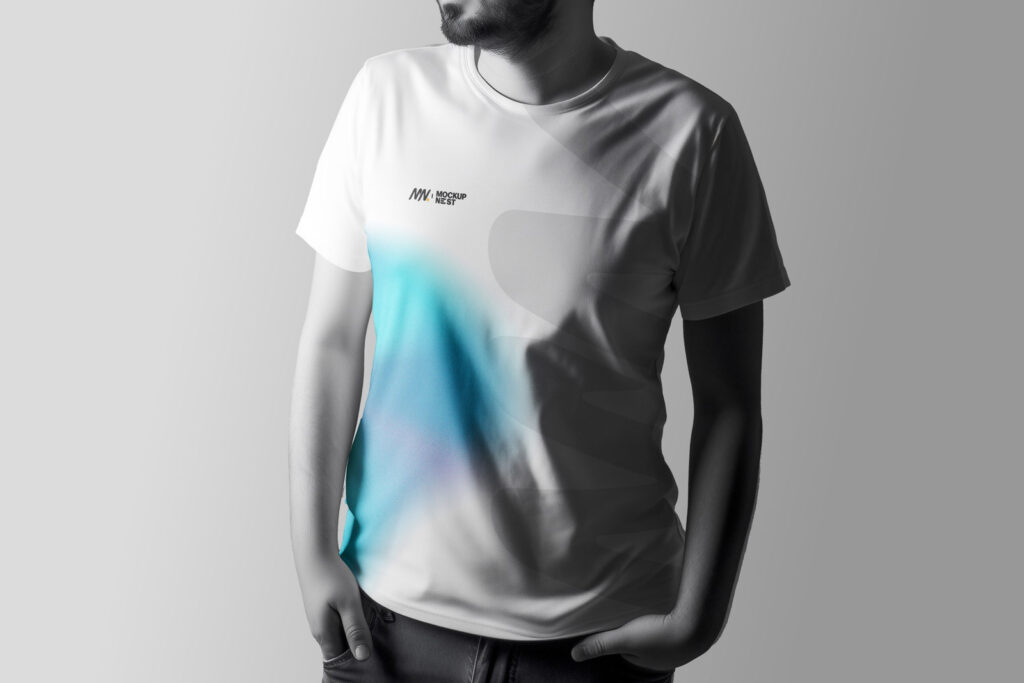 Man T-Shirt Mockup Studio Lighting