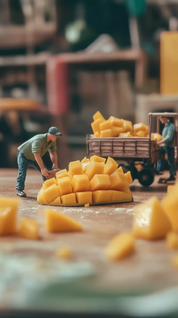Mango Slices with Workers