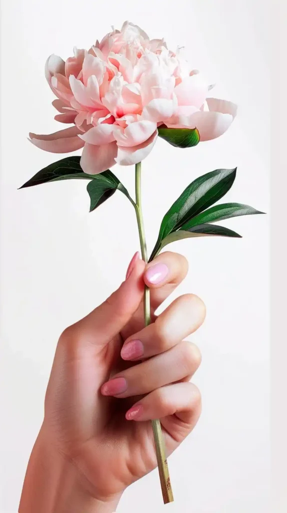 Manicured Hand with Peony
