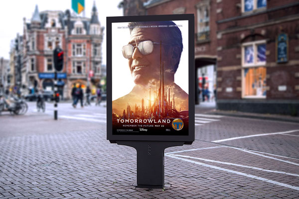 Market Vertical Outdoor Poster on Stand Advertisement Mockup