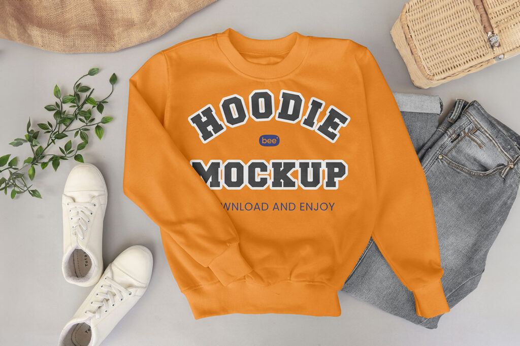 Material Cotton Hoodie Mockup