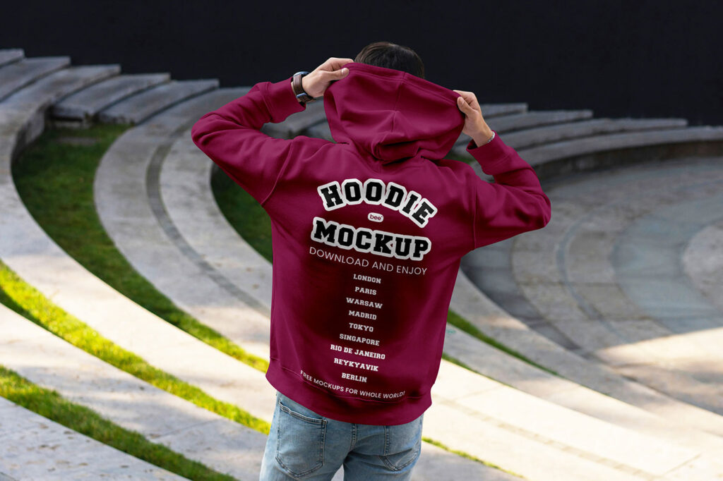 Men Hoodie Back View Mockup