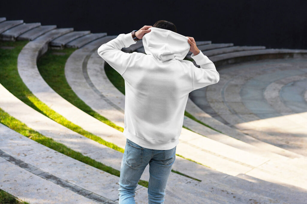 Men Hoodie Back View Mockup