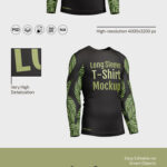 Men’s Long Sleeve T-shirt Back, Front, Perspective Views Three Mockups