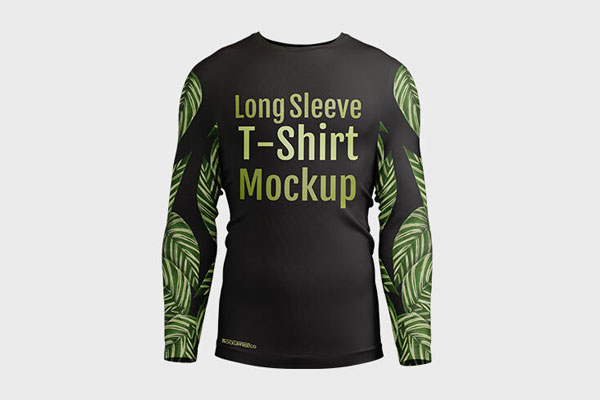 Men’s Long Sleeve T-shirt Back, Front, Perspective Views Three Mockups