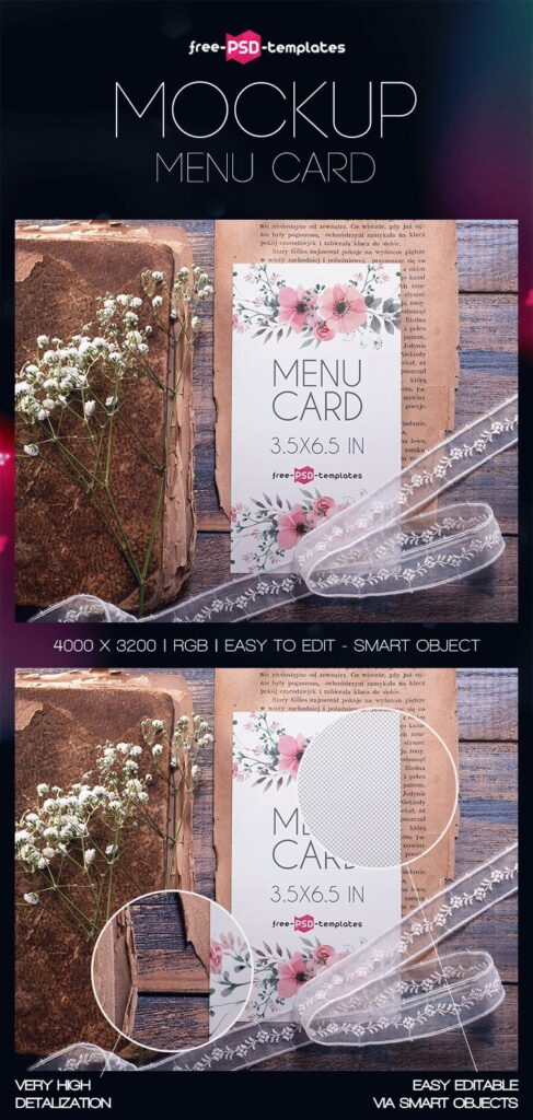 Menu Card Mockup in Vintage Scene
