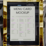 Menu Card on Metal Fence Mockup