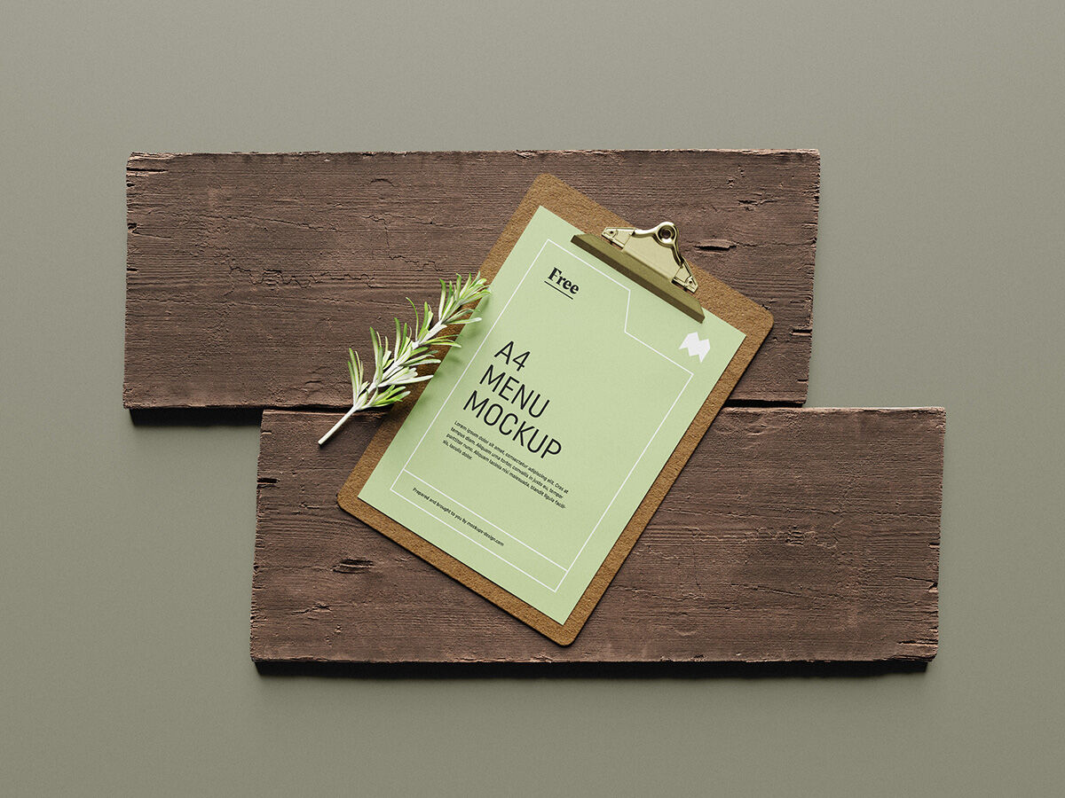 Menu Mockup On Two Wooden Clipboards FREE PSD