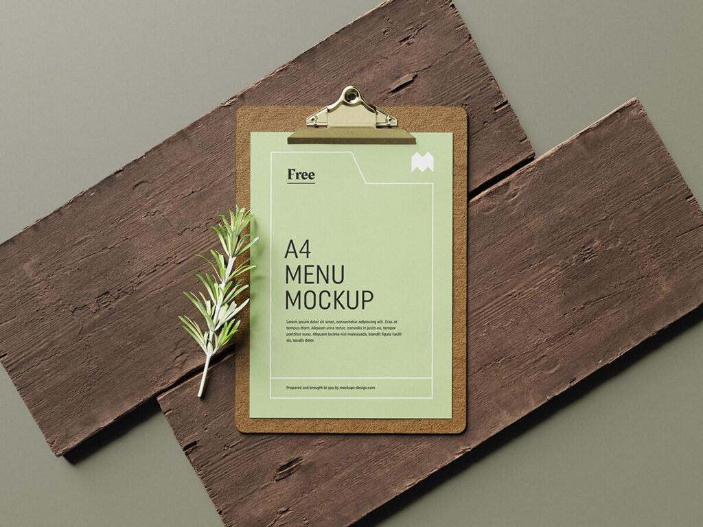 Menu Mockup on Two Wooden Clipboards