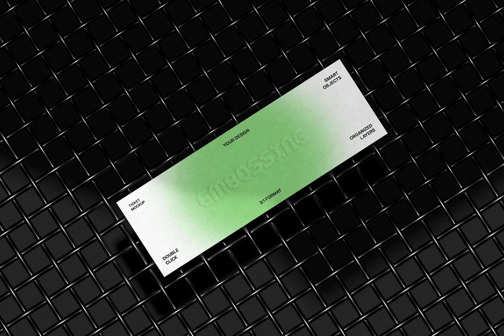 Free Metal Mesh 3:1 Ticket Mockup PSD Template