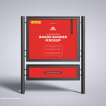 Metal Pole Advertising Banner Stand in the Front View Mockup