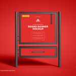 Metal Pole Advertising Banner Stand in the Front View Mockup