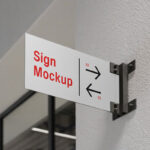 Metal Sign Mockup on Wall in Perspective Sight