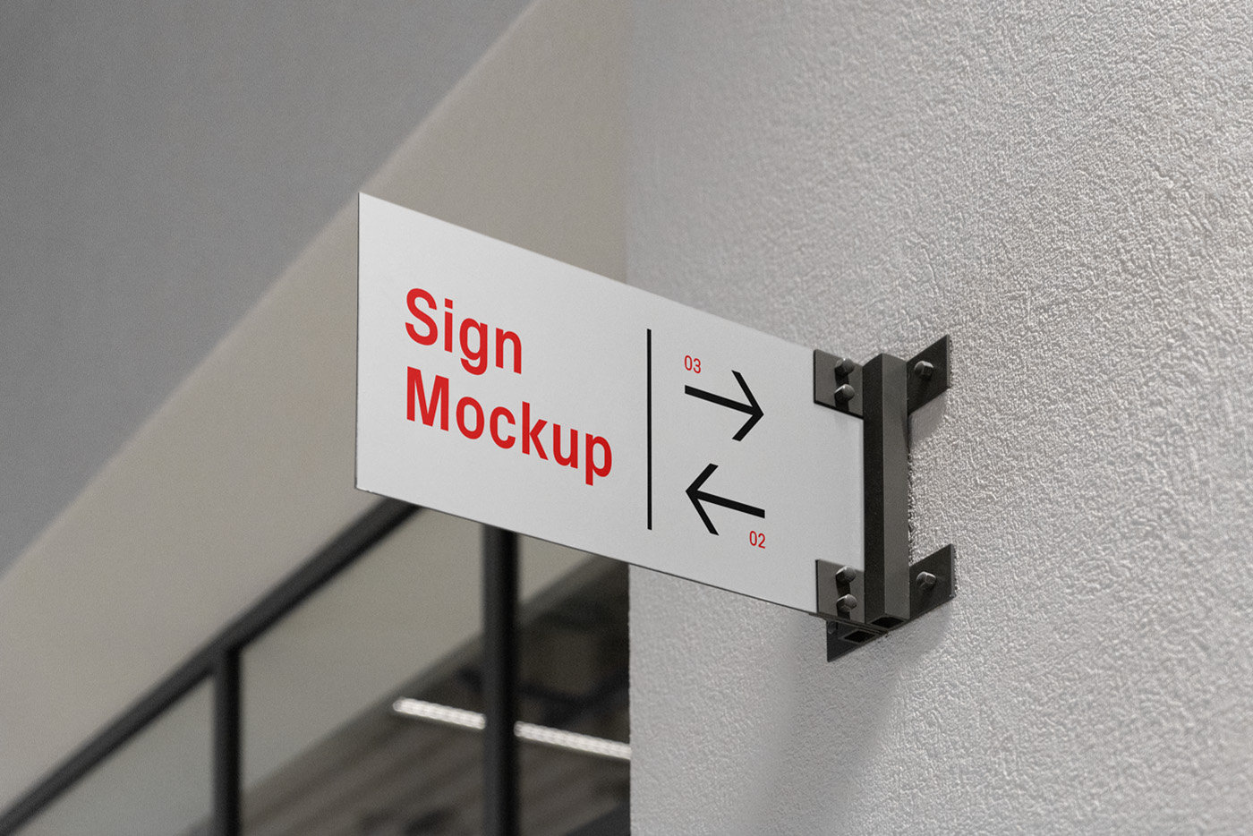 Metal Sign Mockup on Wall in Perspective Sight FREE PSD
