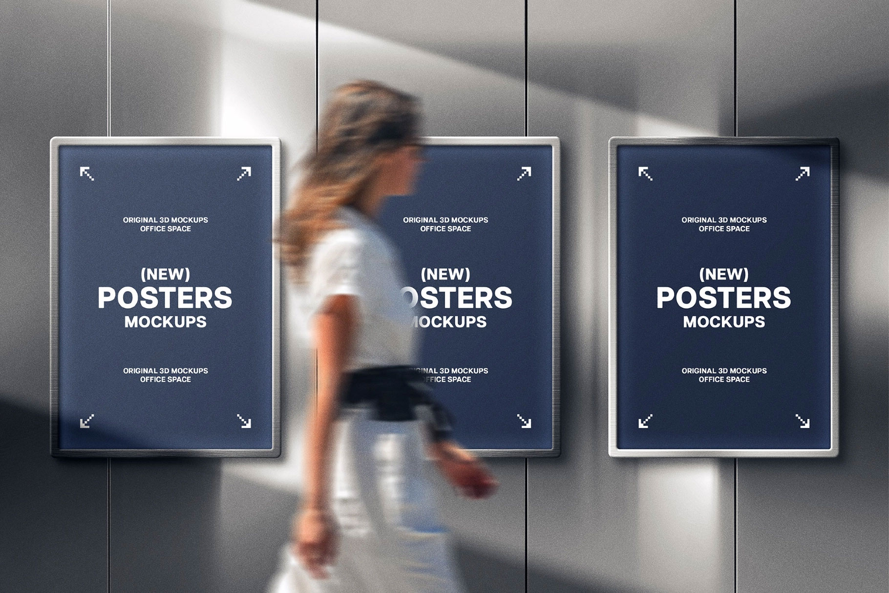 Free Metal Wall Posters Mockup PSD Template