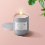 Metallic Candle Jar with Its Lid Mockup