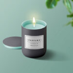 Metallic Candle Jar with Its Lid Mockup