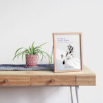 Metallic Photo Frame Mockup on Wooden Table
