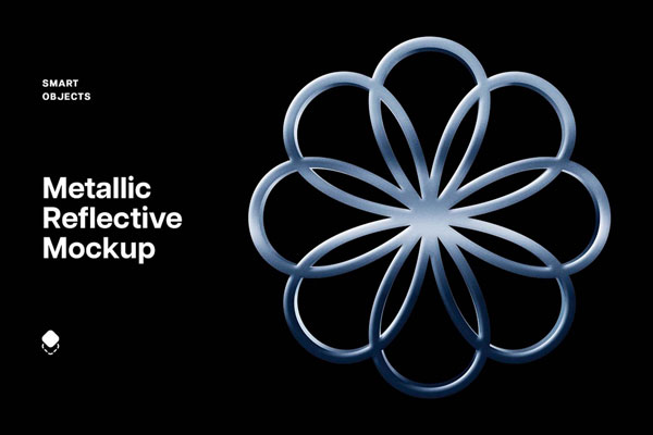 Metallic Reflective Logo Mockup in Facing View