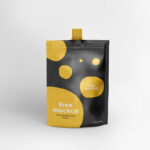 Metallic Stand-up Pouch Placed in a Plain Scene in Front View Mockup