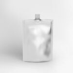 Metallic Stand-up Pouch Placed in a Plain Scene in Front View Mockup